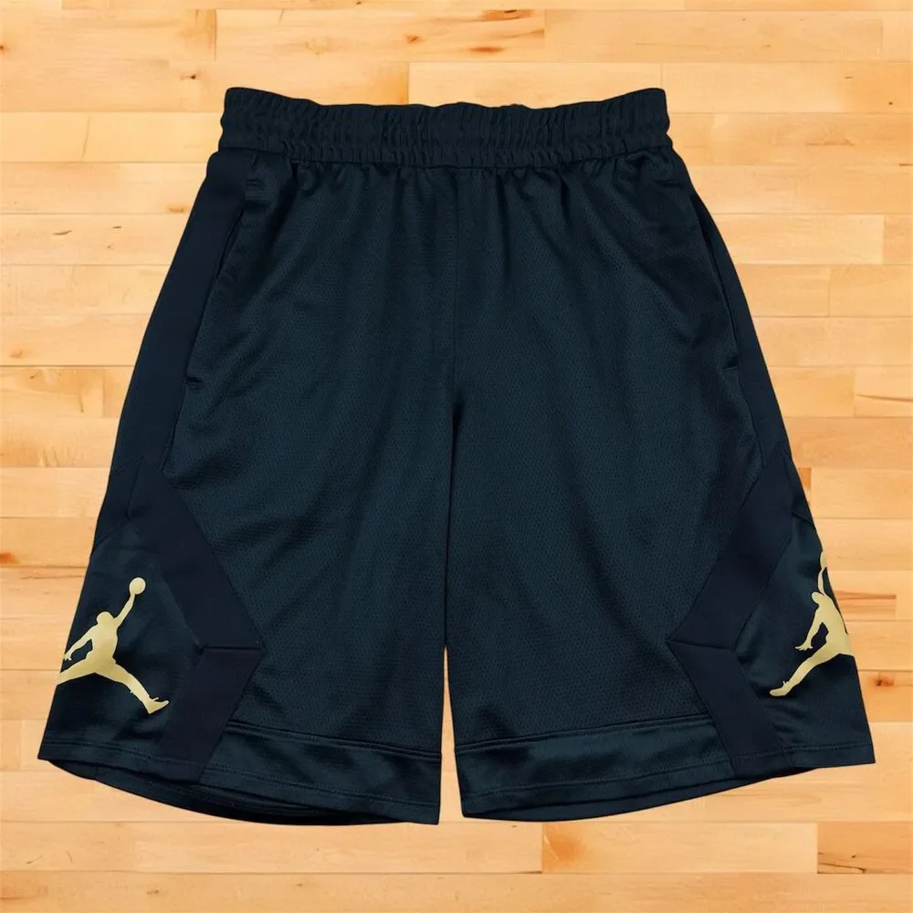 Nike Air Jordan Men's BLK/GOLD Diamond Rise Basketball Shorts S Small 887438 014